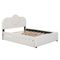 Full Size Upholstered Platform Bed With Multi Functional Headboard, Trundle And 2 Drawers, White Box Spring Not Required Full White Wood Bedroom Upholstered