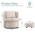 Upholstered Barrel Accent Chair With Ottoman, Living Room Side Chair With Storage, Single Sofa Armchair Beige Primary Living Space Foam Wood