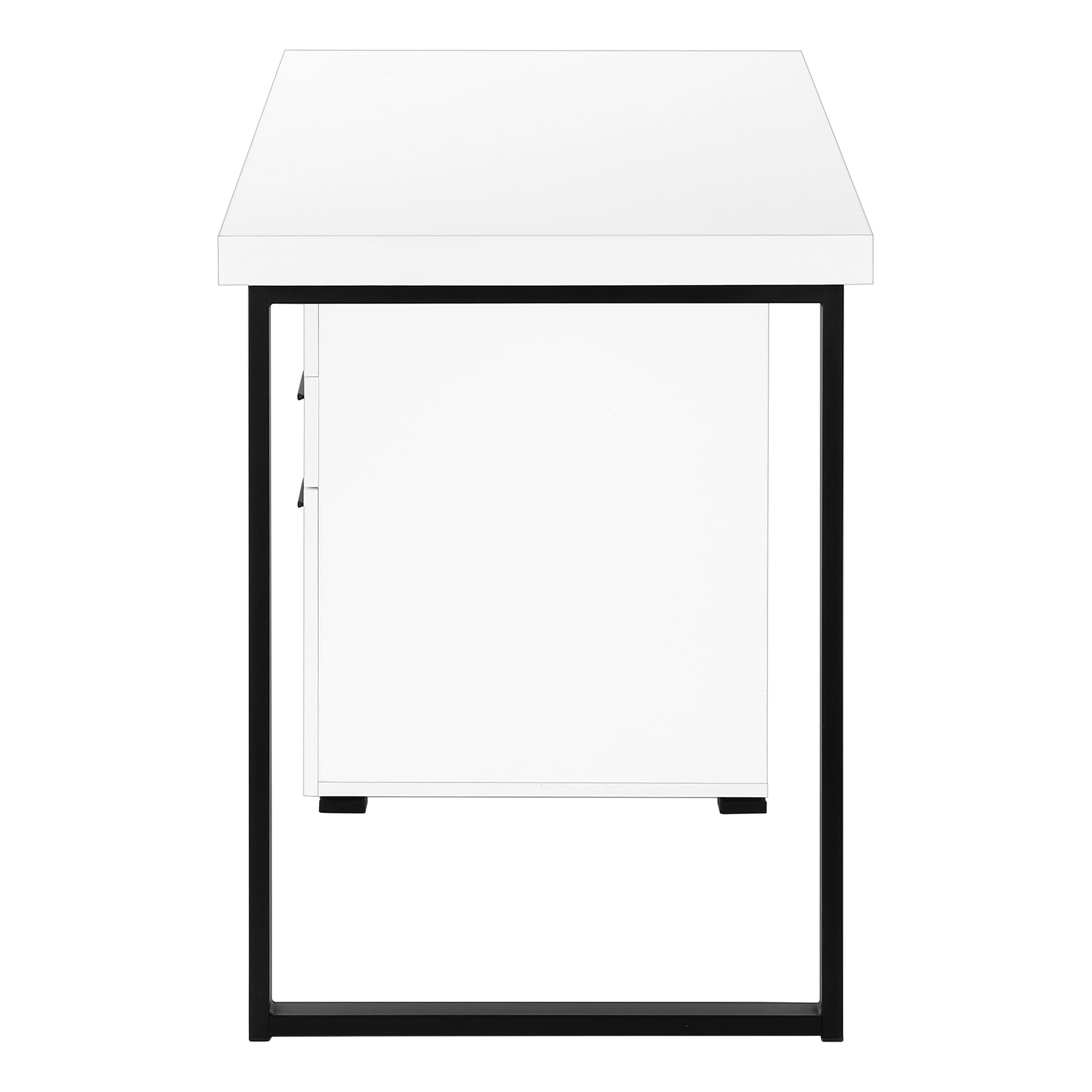 Computer Desk, Home Office, Laptop, Left, Right Set Up, Storage Drawers, 48"L, Work, White Laminate, Black Metal, Contemporary, Modern White Particle Board