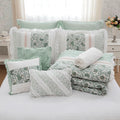 9 Piece Cotton Percale Comforter Set Aqua King King Aqua Polyester