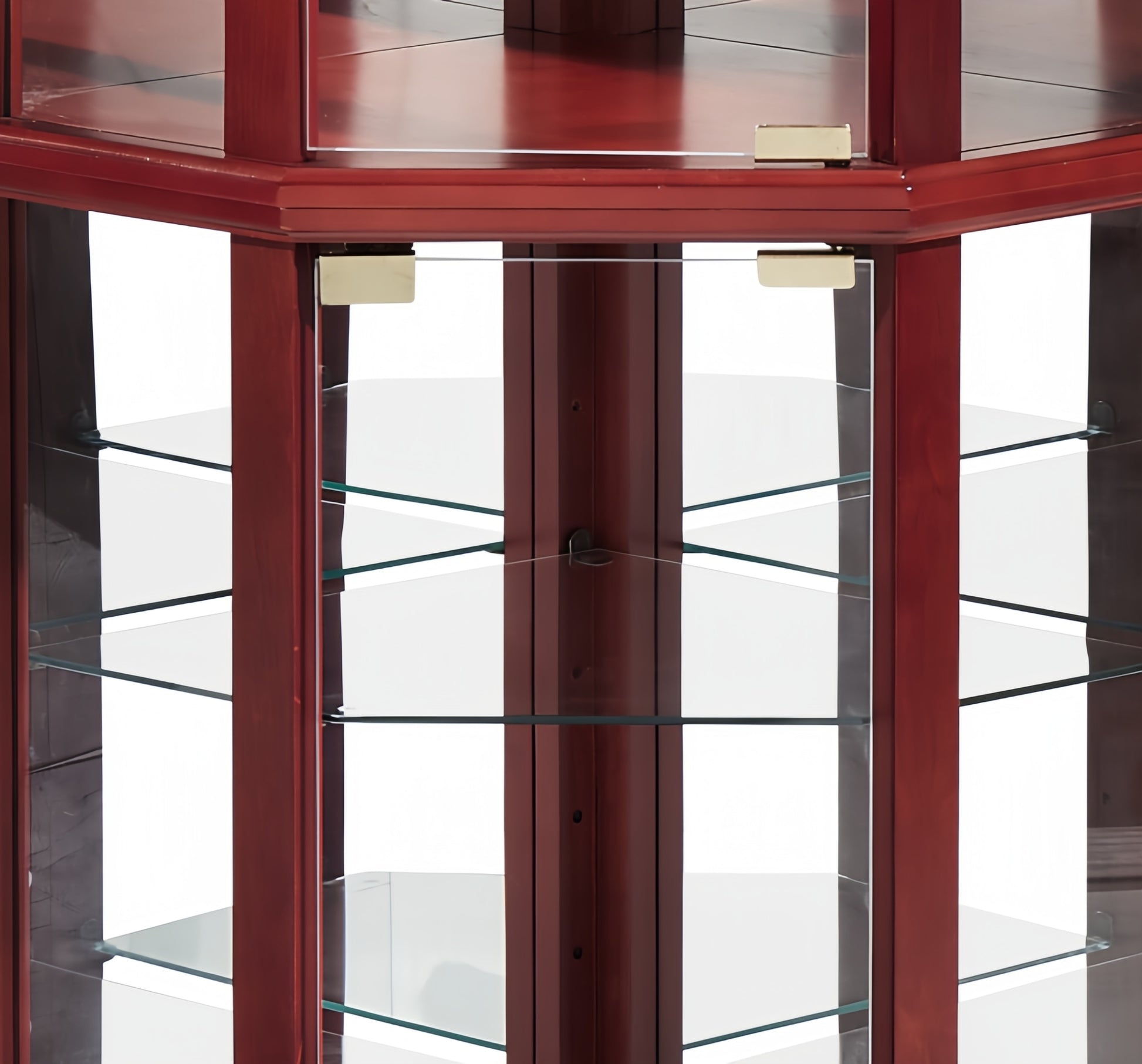 Glass Cabinet Lighted Corner Cabinet Corner Display Curio Cabinet, Glass Display With Light Included Bar Cabinet,Wine Cabinet With Adjustable Glass Shelves Carved Decoration Cherry Light Included Cherry Mdf Glass