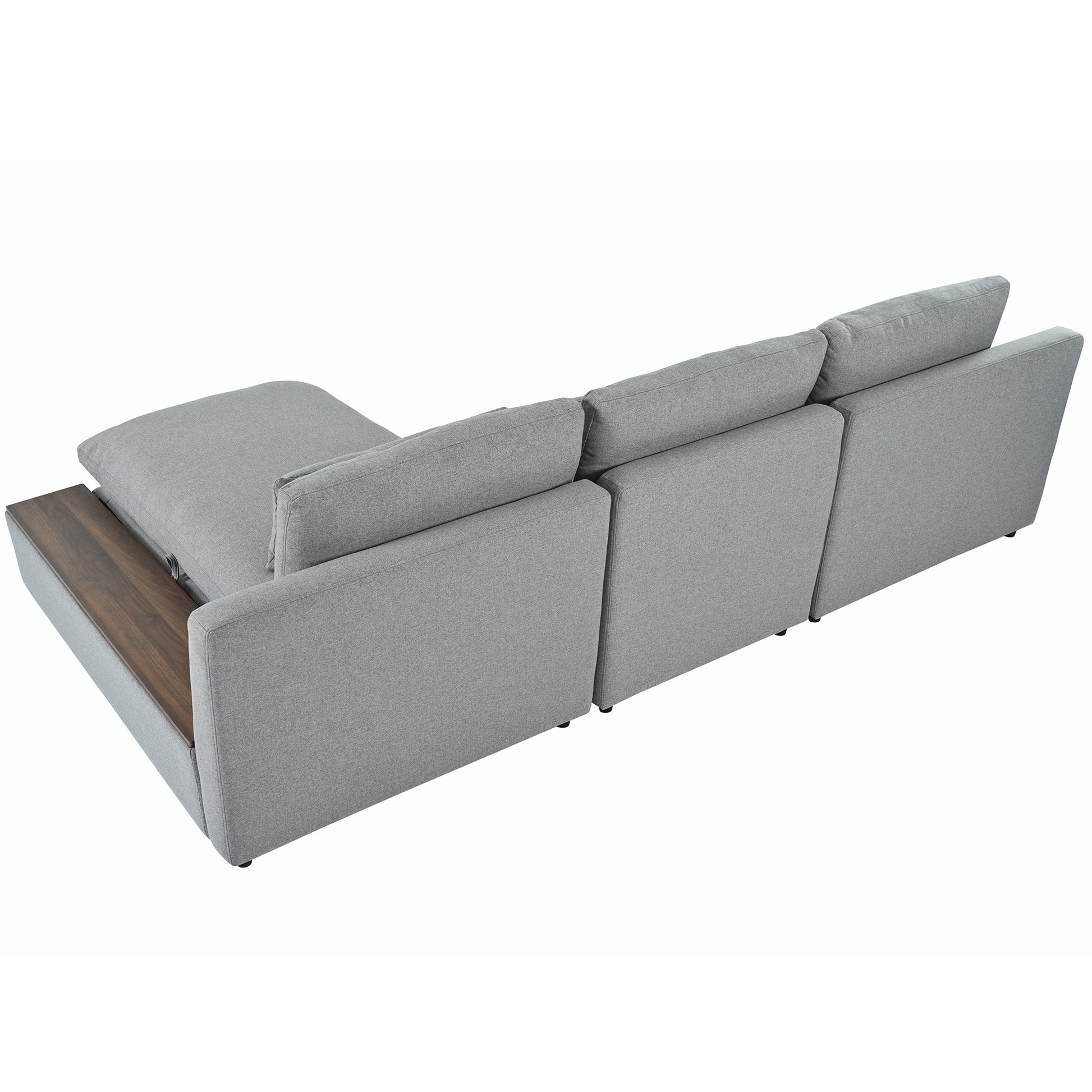 L Shaped Modular Sectional Sofa With Removable Back Cushions,3 Pillows And 2 Storage Spaces,Suitable For Living Rooms,Offices And Apartments Gray Polyester 3 Seat