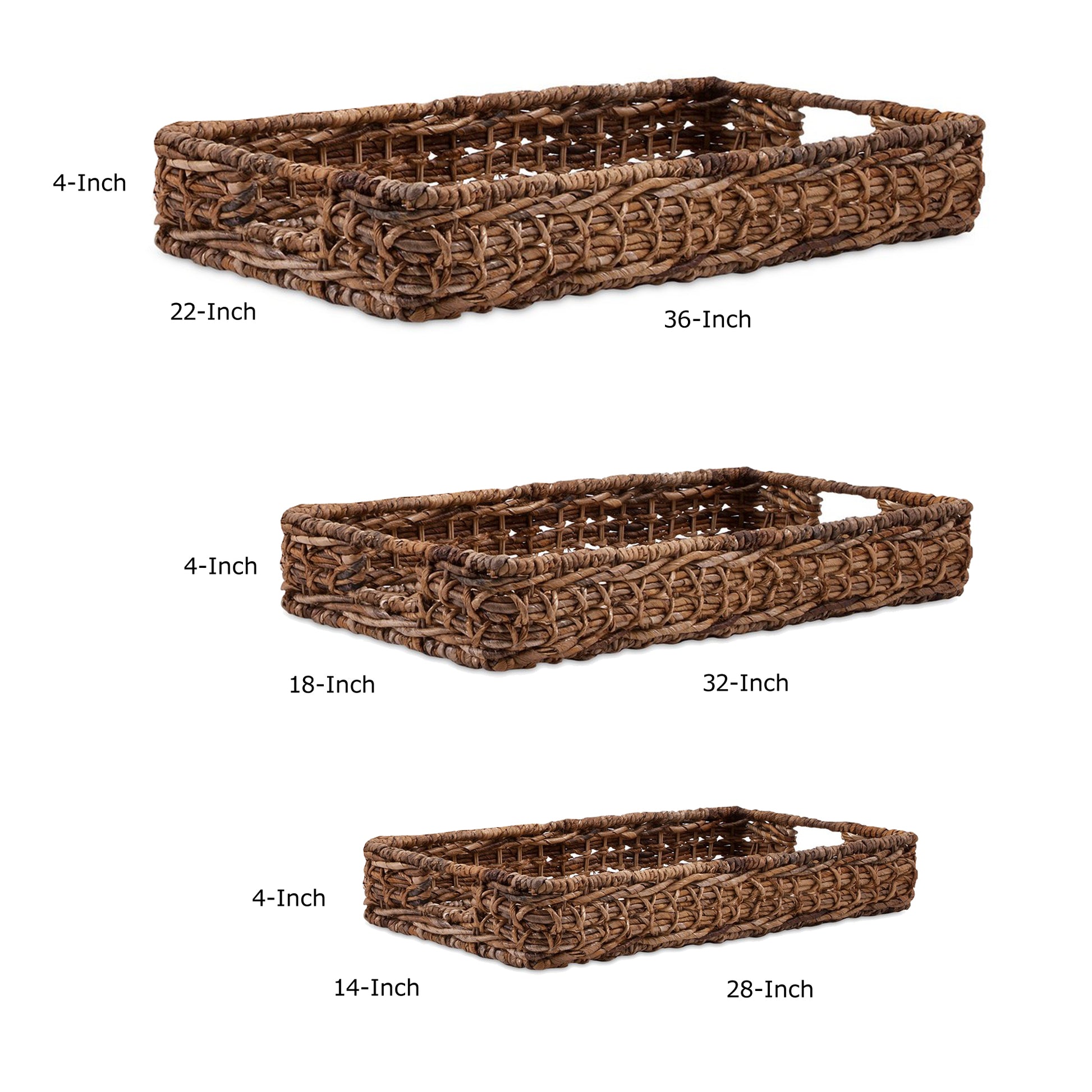 Madura Banana Leaf Trays Set Of 3 Brown Iron