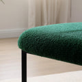 Dining Chairs Set Of 2,Round Upholstered Sherpa Fabric Dining Room Chairs With Curved Backrest,Mid Century Modern Accent Chairs With Black Metal Adjustable Legs For Dining Room,Living Room,Kitchen Green Foam Teddy