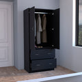 Taly 2 Doors 2 Drawers Armoire Black Black Bedroom Modern Particle Board