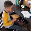 Study Desk With Chair Espresso Tan Metal Wood