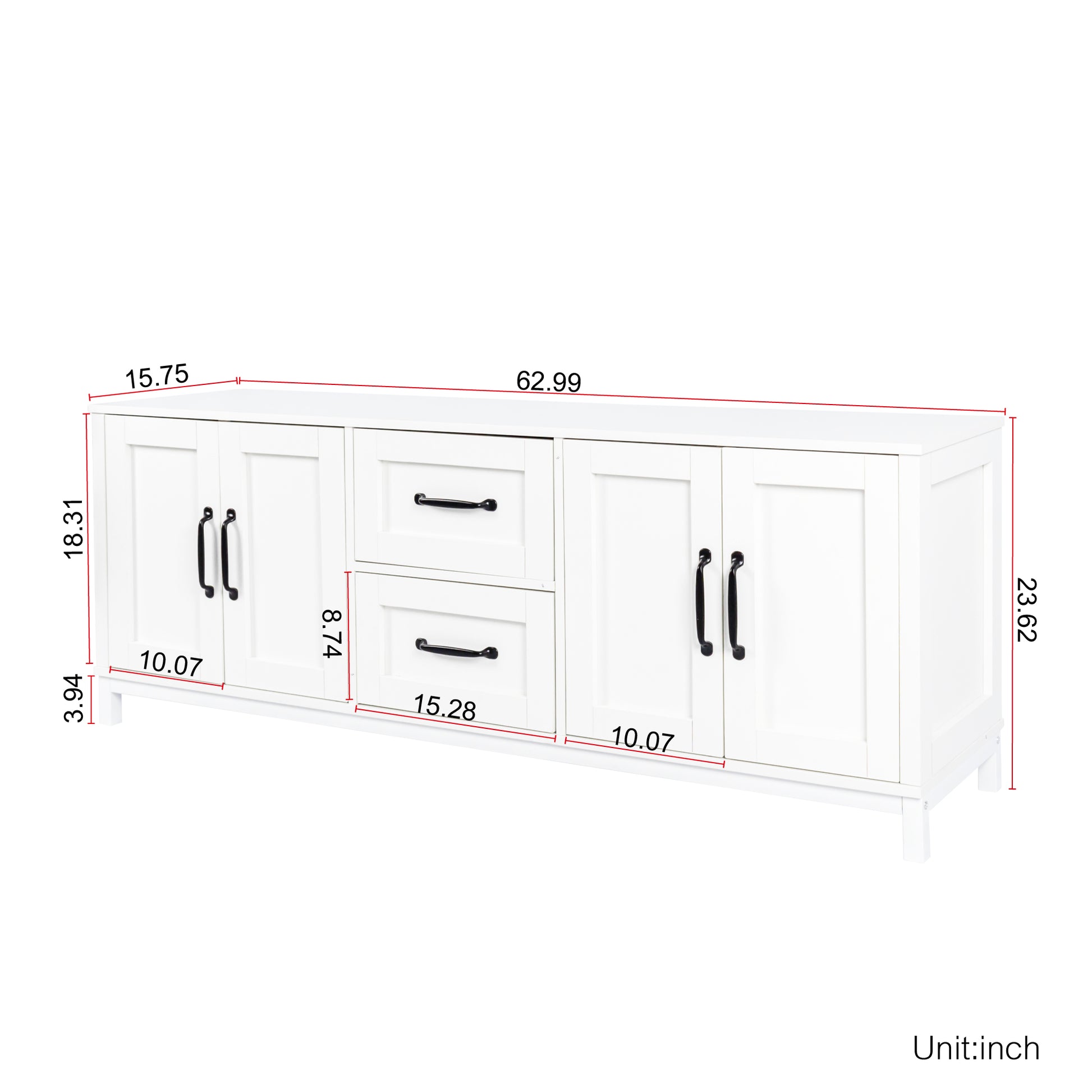 Modern White Tv Stand With Drawers And Cabinet For Organized Entertainment Center White 60 69 Inches Particle Board Mdf