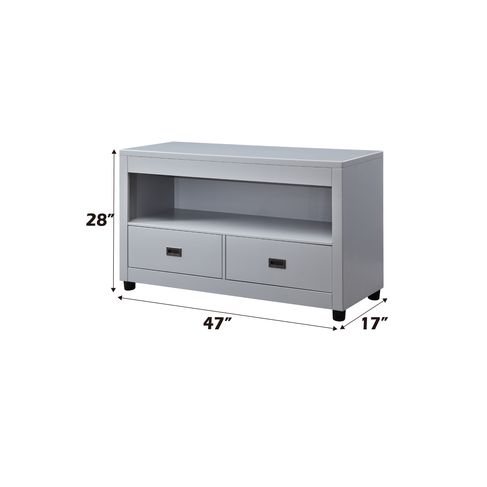 Dove Grey 2 Drawer Sofa Table Grey Primary Living Space Drawers Rectangular Solid Wood Mdf