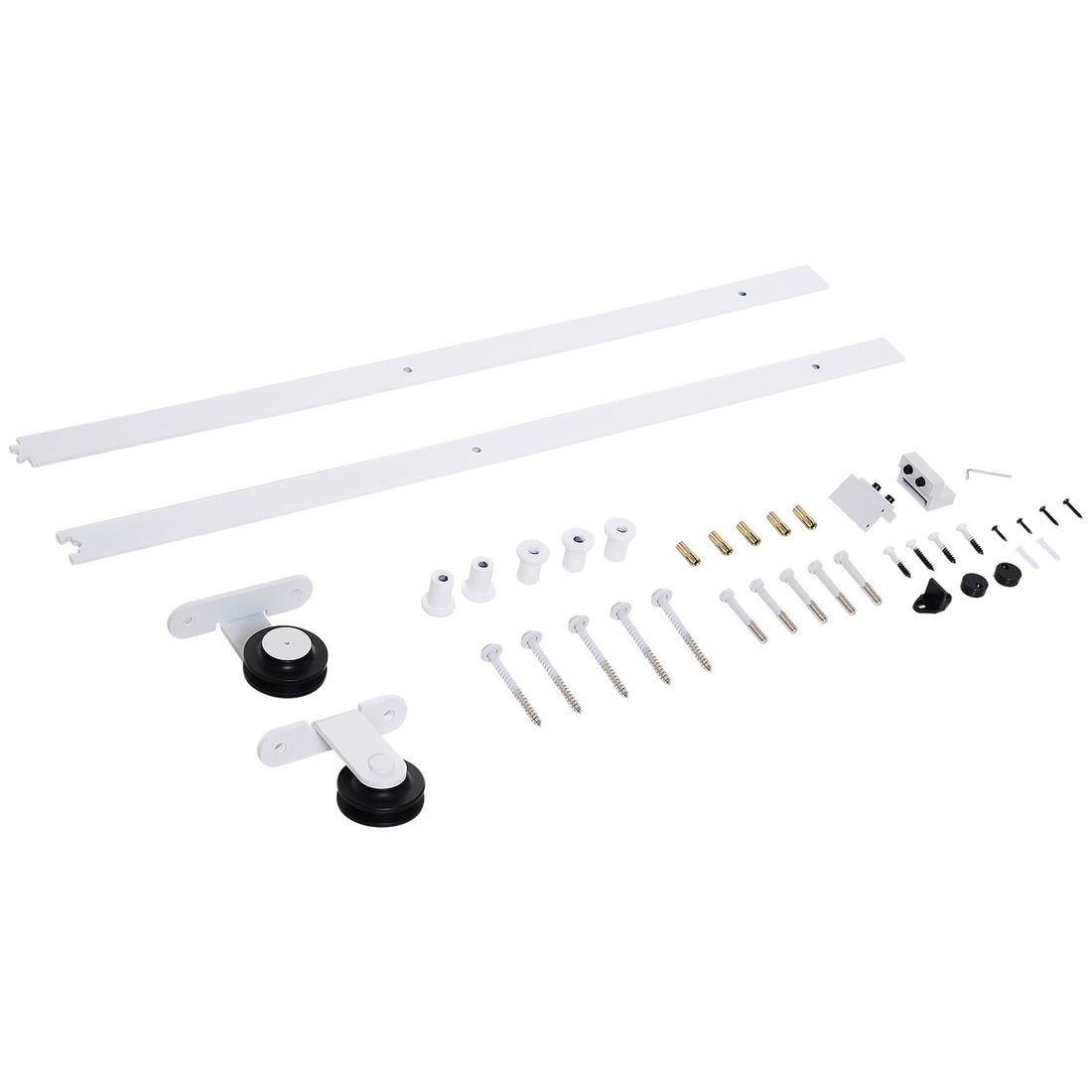 Homcom 6' Rustic Interior Sliding Barn Door Mounting Hardware Kit, White White Steel