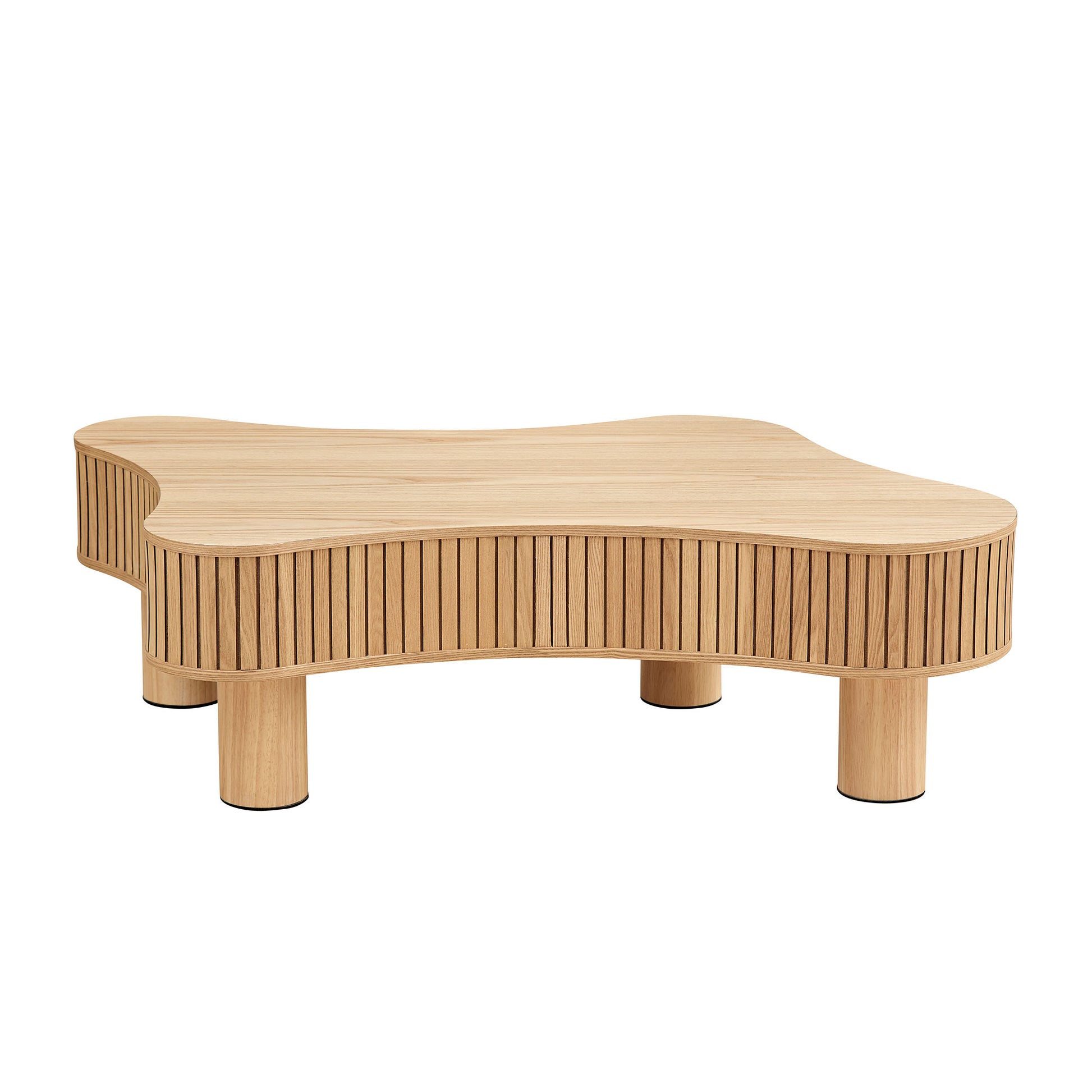 42.52 Inch Modern Wooden Handcraft Drum Coffee Table Irregular Shaped
