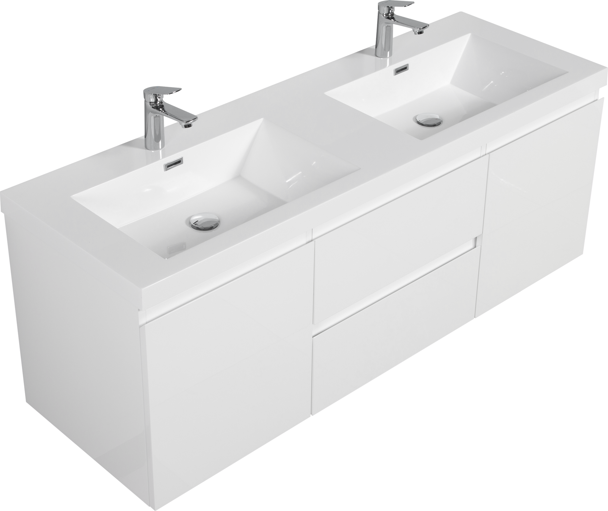 60" Floating Bathroom Vanity with Sink, Modern Wall 2-white-2-wall mounted-mdf