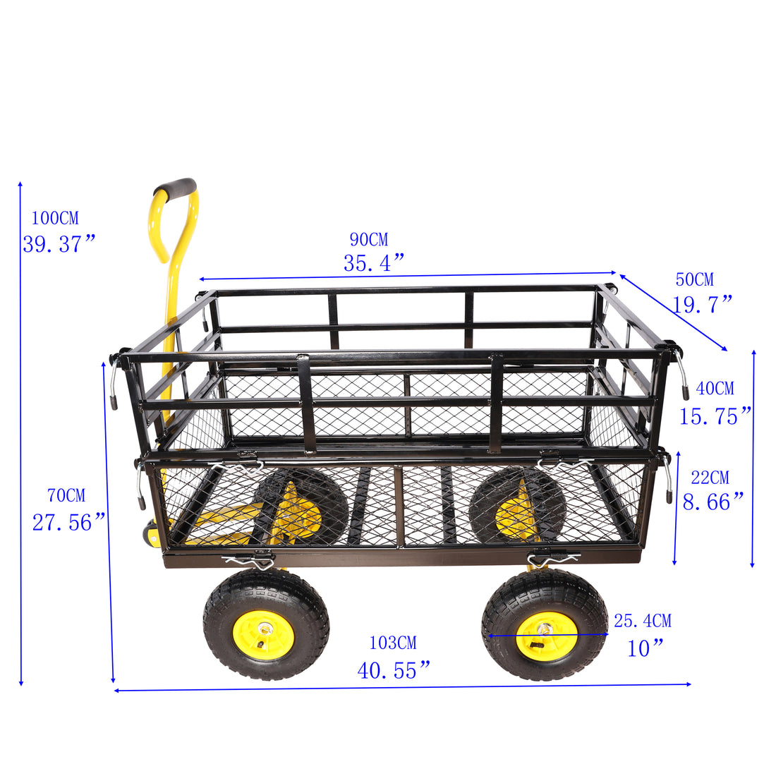 Wagon Cart Garden Cart Trucks Make It Easier To Transport Firewood Yellow Black Black Garden & Outdoor Metal