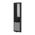 Oregon Corner Bar Cabinet, 3 Tier Shelf With Glass Rack Freestanding Black Primary Living Space Shelves Included Contemporary Pine Particle Board Engineered Wood