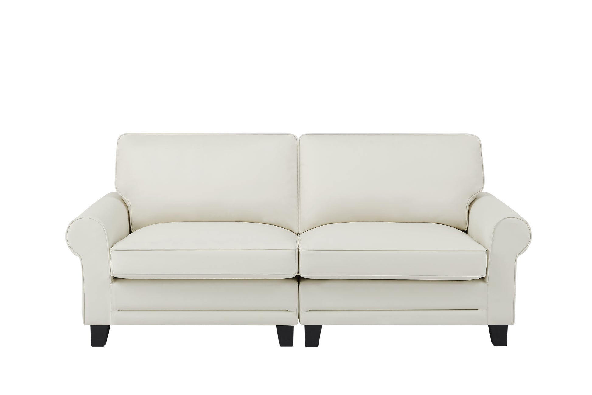 75.6" Pets Friendly Fabric Rolled Arm Upholstered Loveseat 2 Seater Couch With Removable Back Cushionmodern Couches For Small Spaces Living Room, Bedroom, Apartment, Beige White Beige Fabric