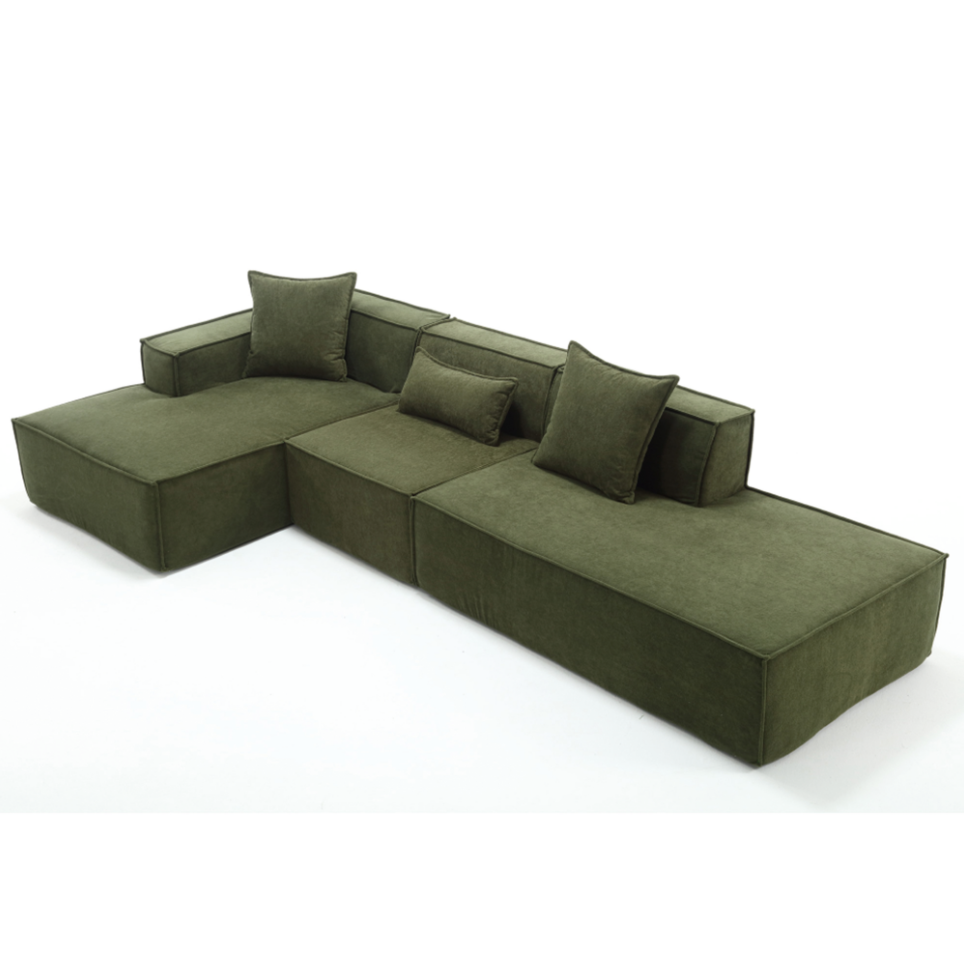 Modular Combination Living Room Sofa Set, Modern Minimalist Sofa, Free Installation Sofa, L Shaped, Italian Minimalist Tofu Block Sofa, Left Hand Facing,Terrycloth Fabric ,Green Green Polyester Primary Living Space Soft Modern Polyester 3 Seat