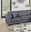 Contemporary 2Pc Sectional Set Xl Plush Corduroy Fabric Dark Gray Laf Sofa Raf Round Chaise W Pillows Living Room Couch Dark Gray Wood Primary Living Space Soft Cushion Back Contemporary,Modern L Shaped Rubberwood Corduroy 4 Seat