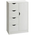 Homcom Freestanding Storage Cabinet, Bathroom Floor Cabinet With 4 Drawers And Door, White Wood Grain White Engineered Wood