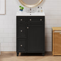 24 Inch Bathroom Vanity Cabinet With Ceramic Sink, 2 Drawers, 1 Door Black Bathroom Solid Wood Mdf