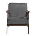 Mid Century Modern Design 1Pc Accent Chair Dark Gray Velvet Upholstery Dark Walnut Finish Wood, High Resiliency Foam Cushions Dark Gray Primary Living Space Mid Century Modern Solid Wood