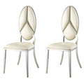 Beige And Antique White Oval Back Side Chairs Set Of 2 Beige Dining Room Set Of 2 Fabric Metal