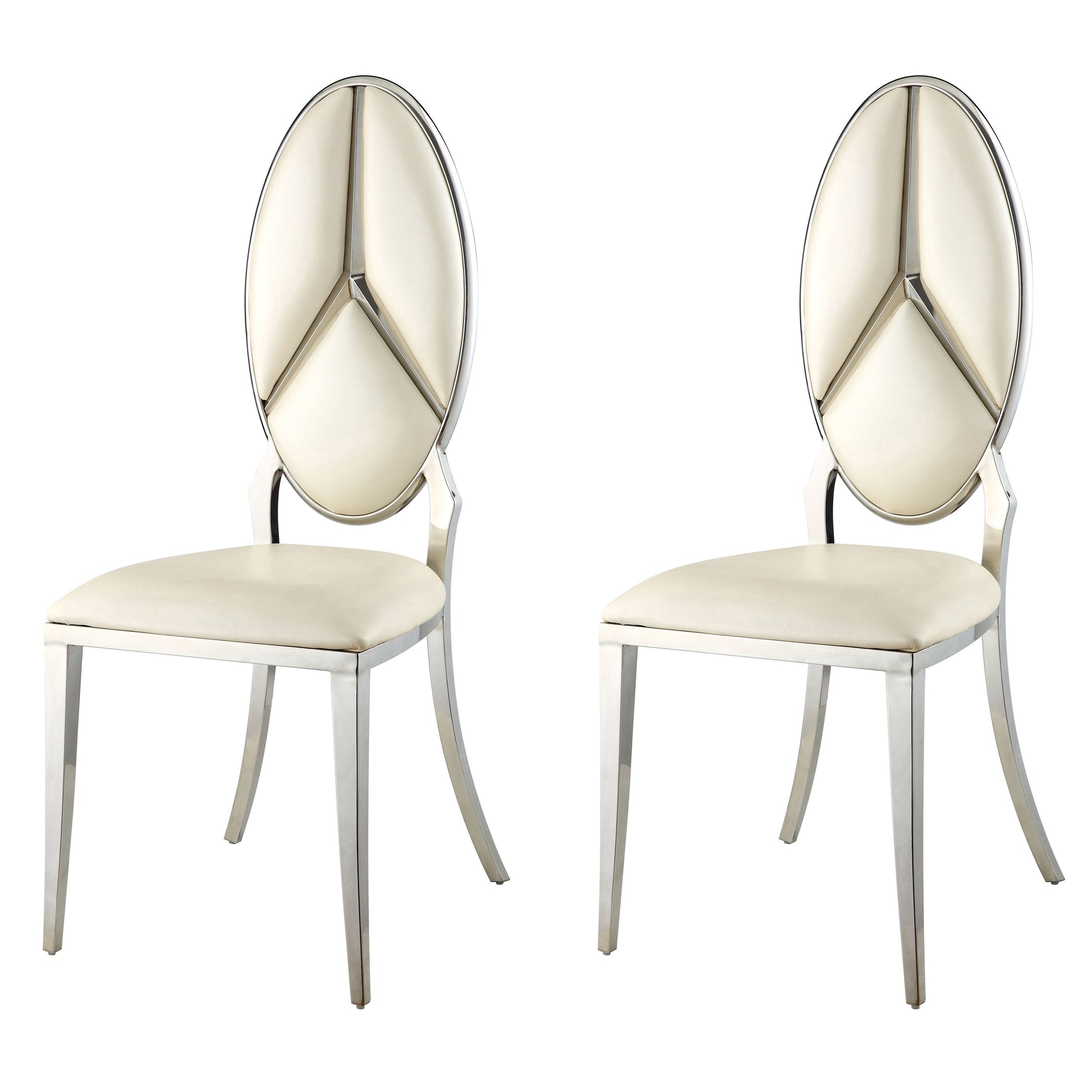 Beige And Antique White Oval Back Side Chairs Set Of 2 Beige Dining Room Set Of 2 Fabric Metal