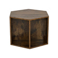 47.24'' Hexagonal Coffee Table Side Table Nightstand Antique Wood 2Pcs Antique Brown Mdf