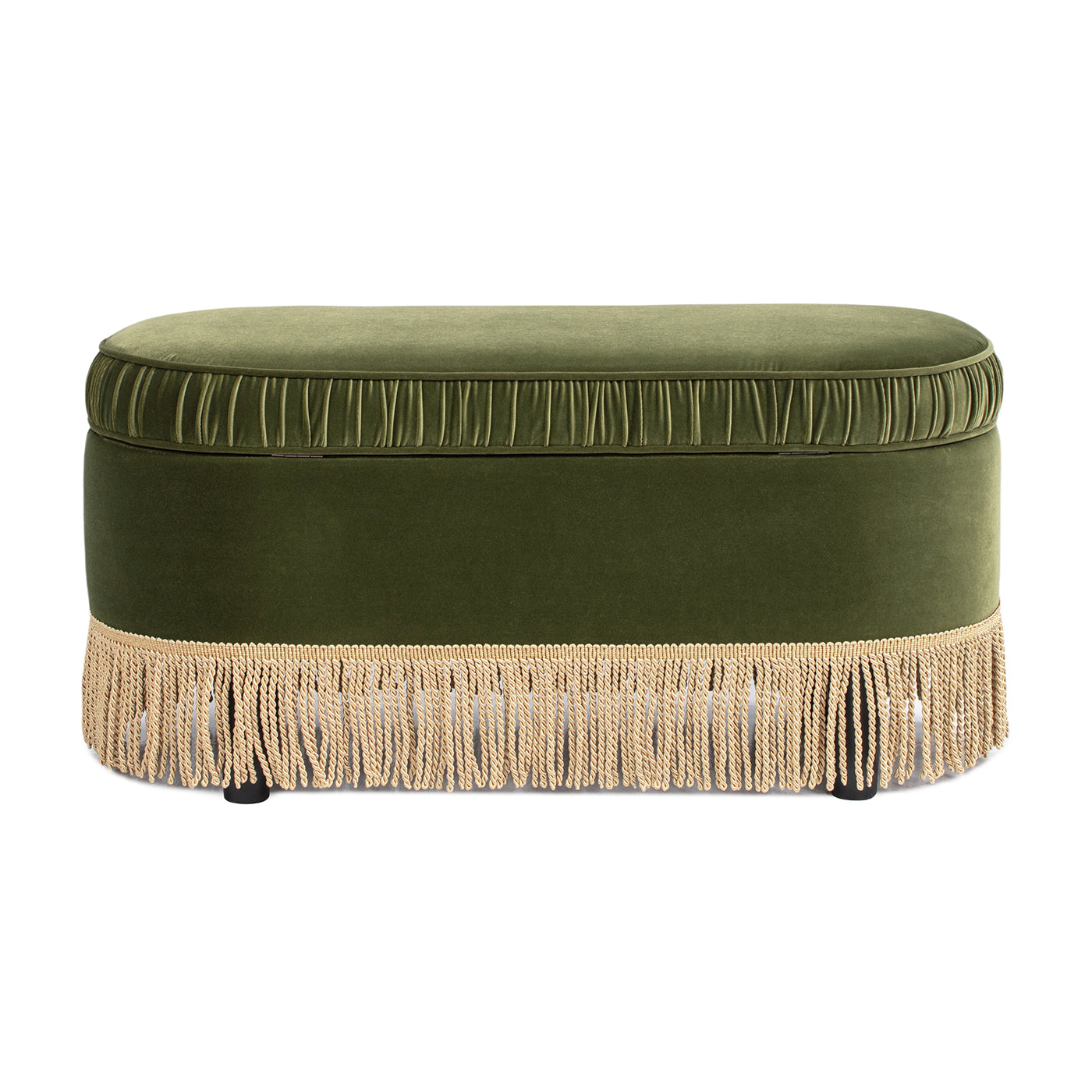 Serena 38" Oval Storage Bench Ottoman, Olive Green Performance Velvet Olive Green Foam Velvet