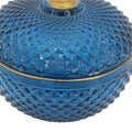 S 2 Glass Candy Jar With Lid, Christmas Candy Jar Containers, Blue Gold Blue Glass