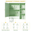 Wall Mounted Bathroom Storage Cabinet, Medicine Cabinets With Large Mirror Door, Adjustable Shelves And Three Open Storage Levels Not Include Bathroom Vanity Green 1 5 Mirror Included Bathroom Wall Mounted Mdf Glass Painted