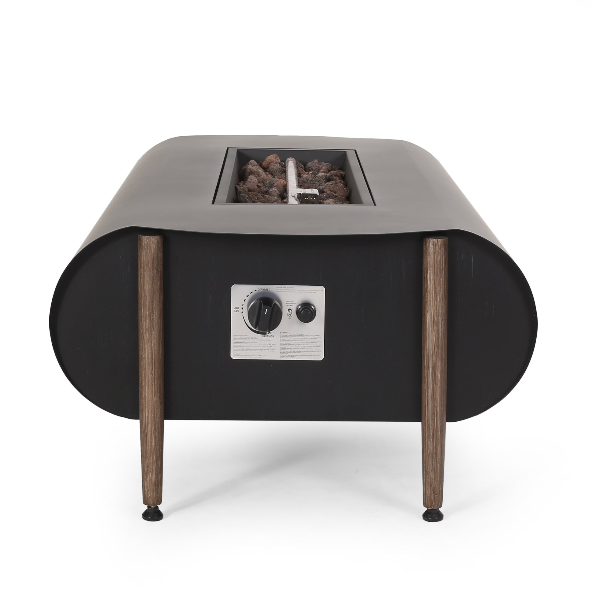 Vernon Rectangle Fire Pit 50,000Btu Dark Gray Iron