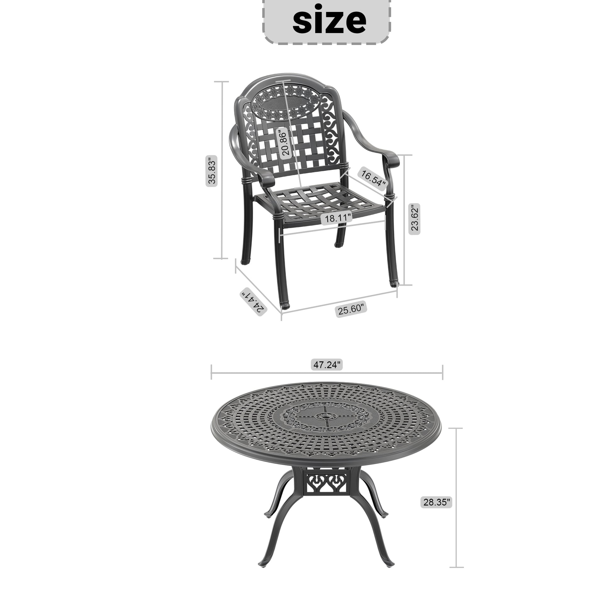 Cushions In Random Colors 5 Piece Set Of Cast Aluminum Patio Furniture With Cushions Yes Dining Set Black Seats 4 Rust Resistant Frame Water Resistant Cushion Garden & Outdoor Complete Patio Sets Aluminium