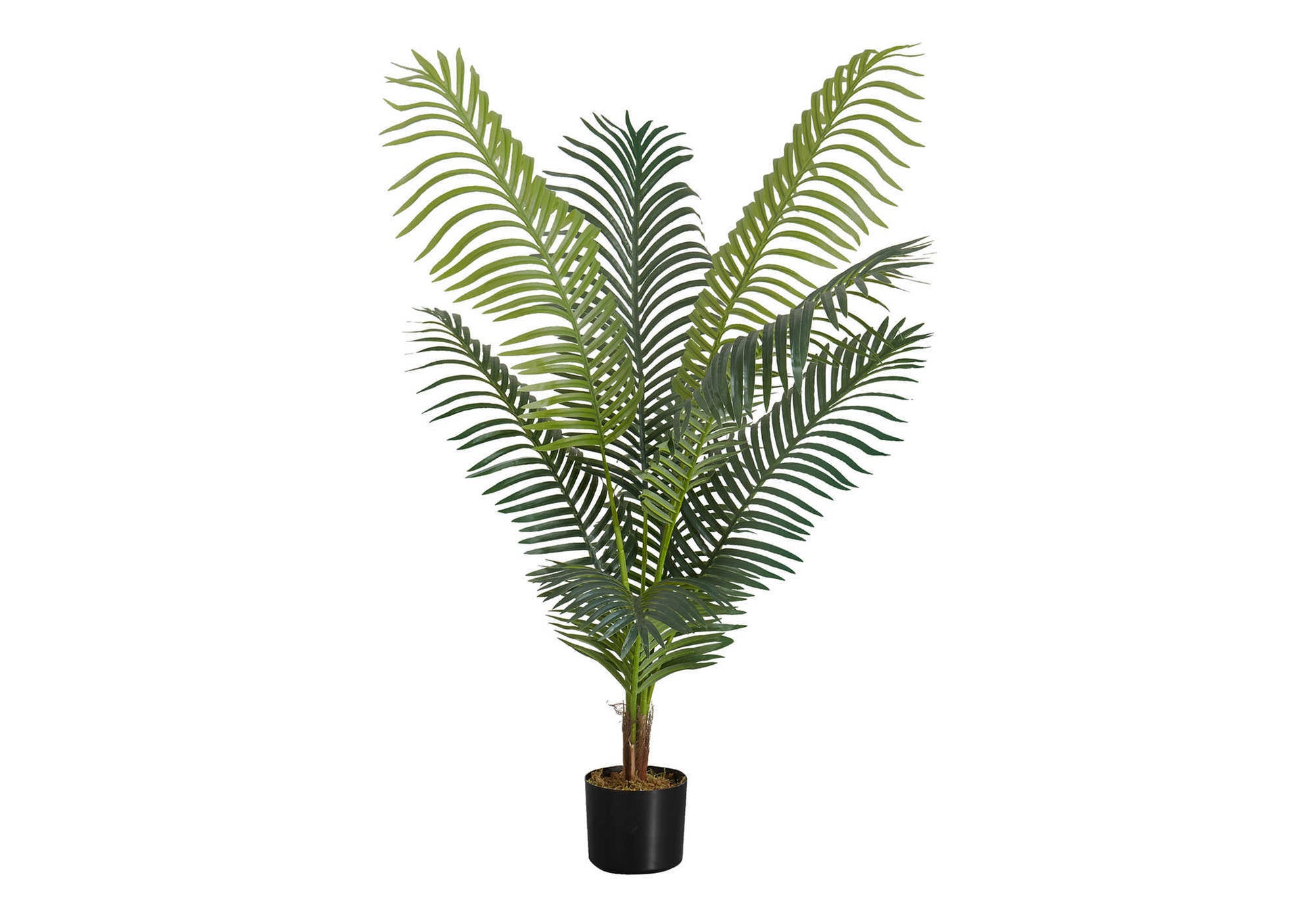 Artificial Plant, 47" Tall, Palm Tree, Indoor, Faux, Fake, Floor, Greenery, Potted, Real Touch, Decorative, Green Leaves, Black Pot Green Plastic