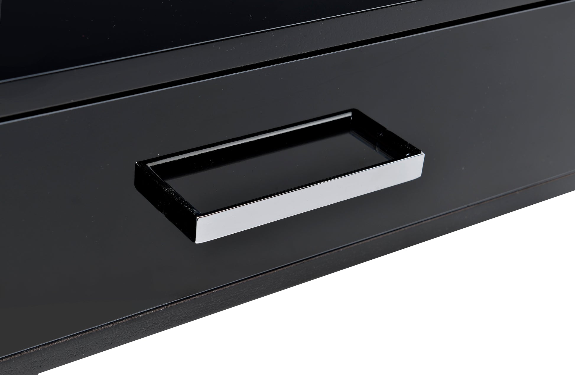 Black High Gloss And Chrome Writing Desk With Usb Port Black Silver Writting Desk Office Contemporary Rectangular Drawers Wood Metal