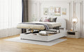 Teddy Fleece Queen Size Upholstered Platform Bed With Hydraulic Storage System, White Queen White Teddy