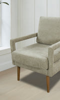 Mid Century Armchairaccent Chair With Chenille Armrest & Soft Cushion For Living Room, Bedroom, Home Office, Study, Light Grey Gray Foam Wood Fabric