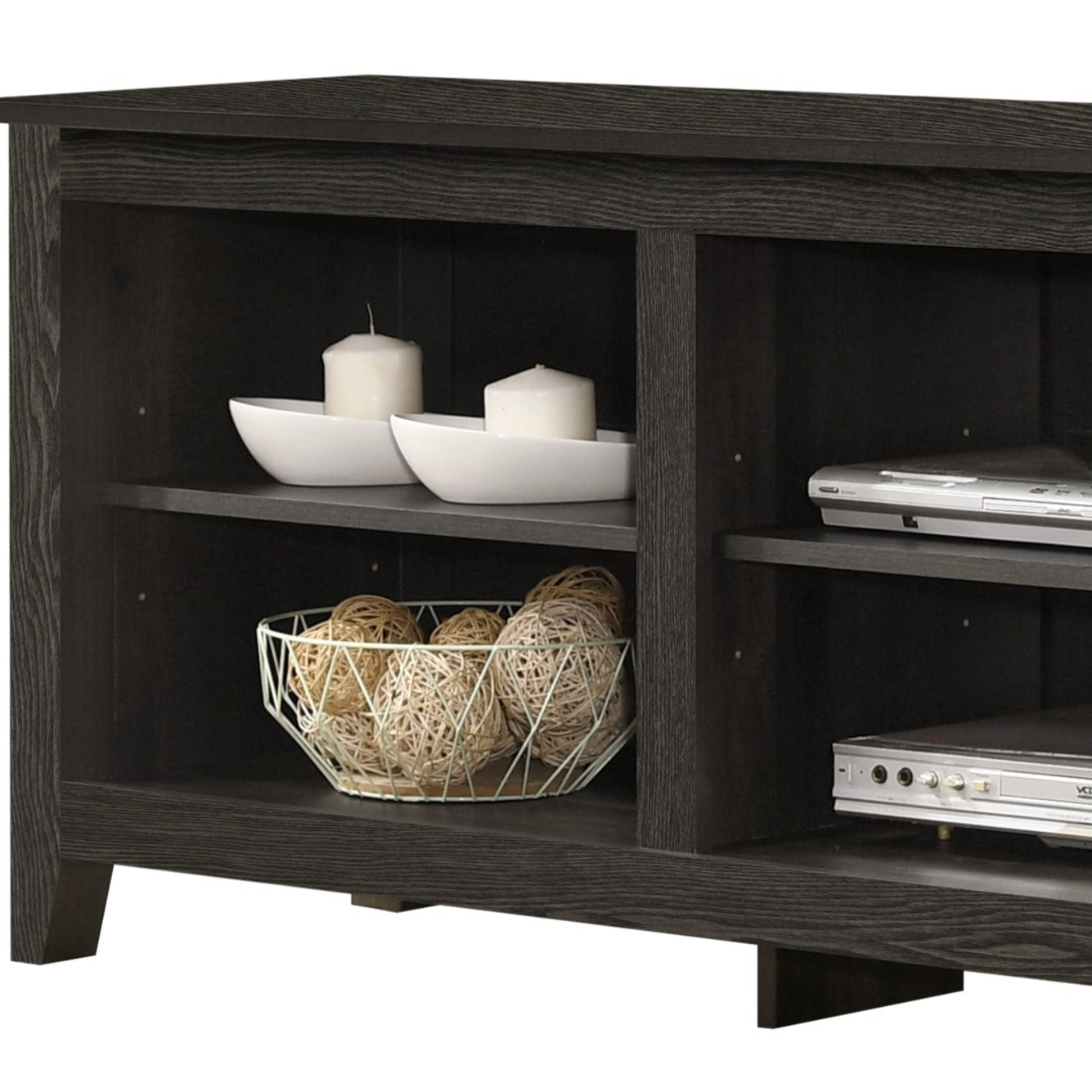 Benito Dark Gray 70"W Tv Stand With Open Shelves And Cable Management Dark Gray 60 69 Inches Particle Board