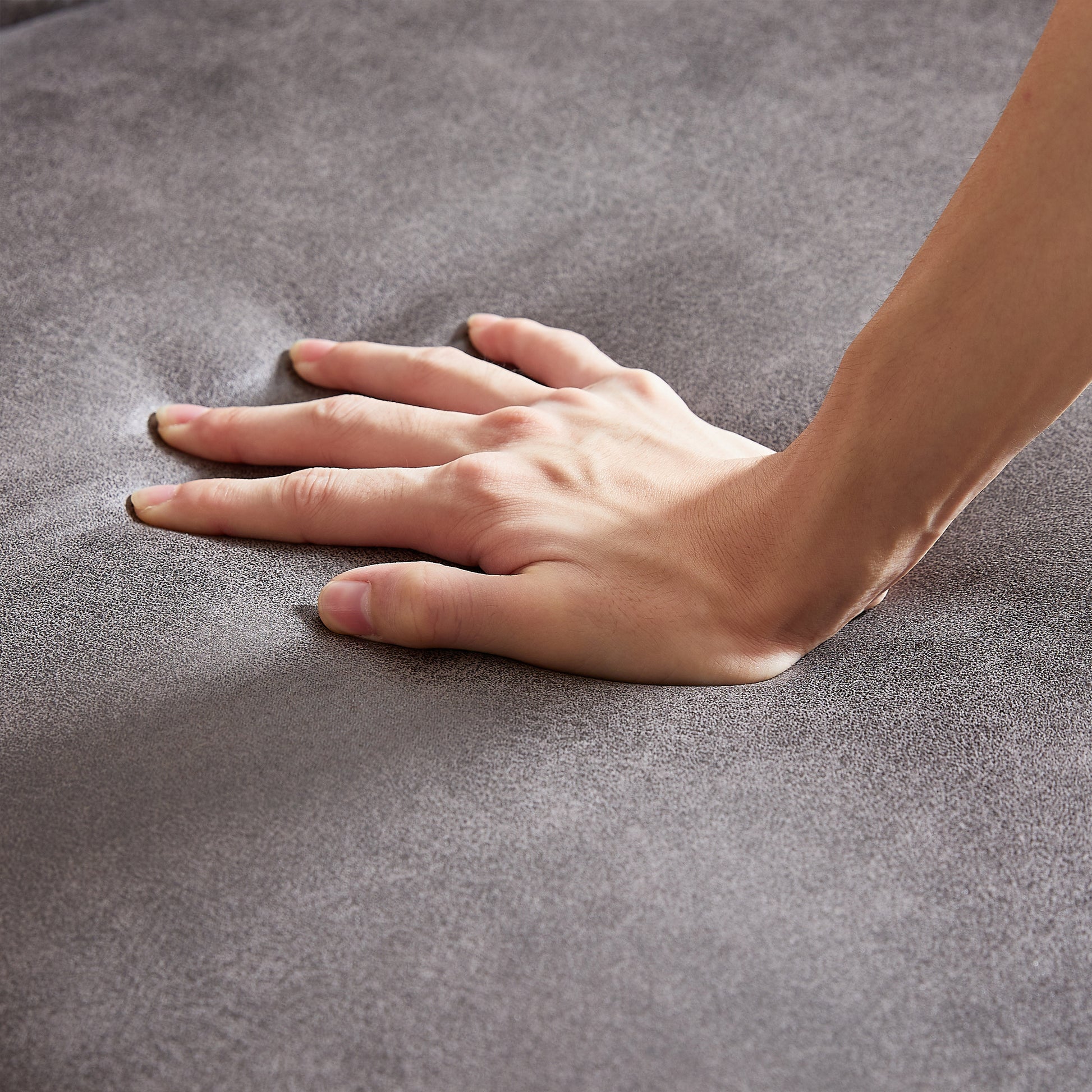 Fx 63.5" Contemporary Design Chesterfield Sofa, Tech Fabric Button Design Living Room Sectional, Button Tufted With Nail Design Arms With 2 Pillows, Upholstered Upholstery And Wooden Legs Grey Wood Primary Living Space Pine Foam Fabric 3 Seat