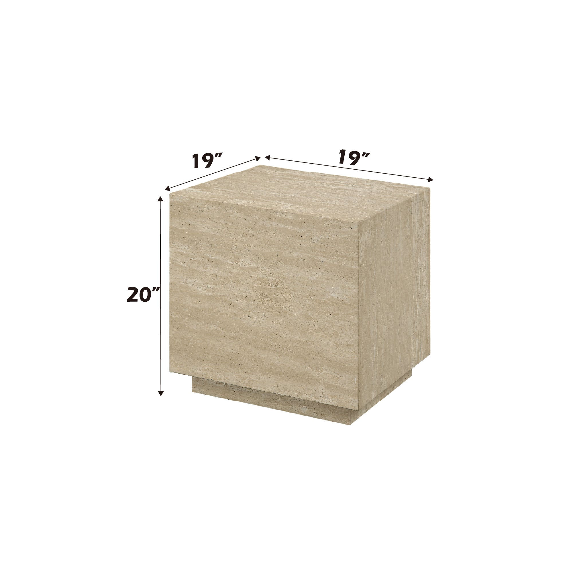 Deon End Table, Beige Travertine Lv04246 Beige Wood