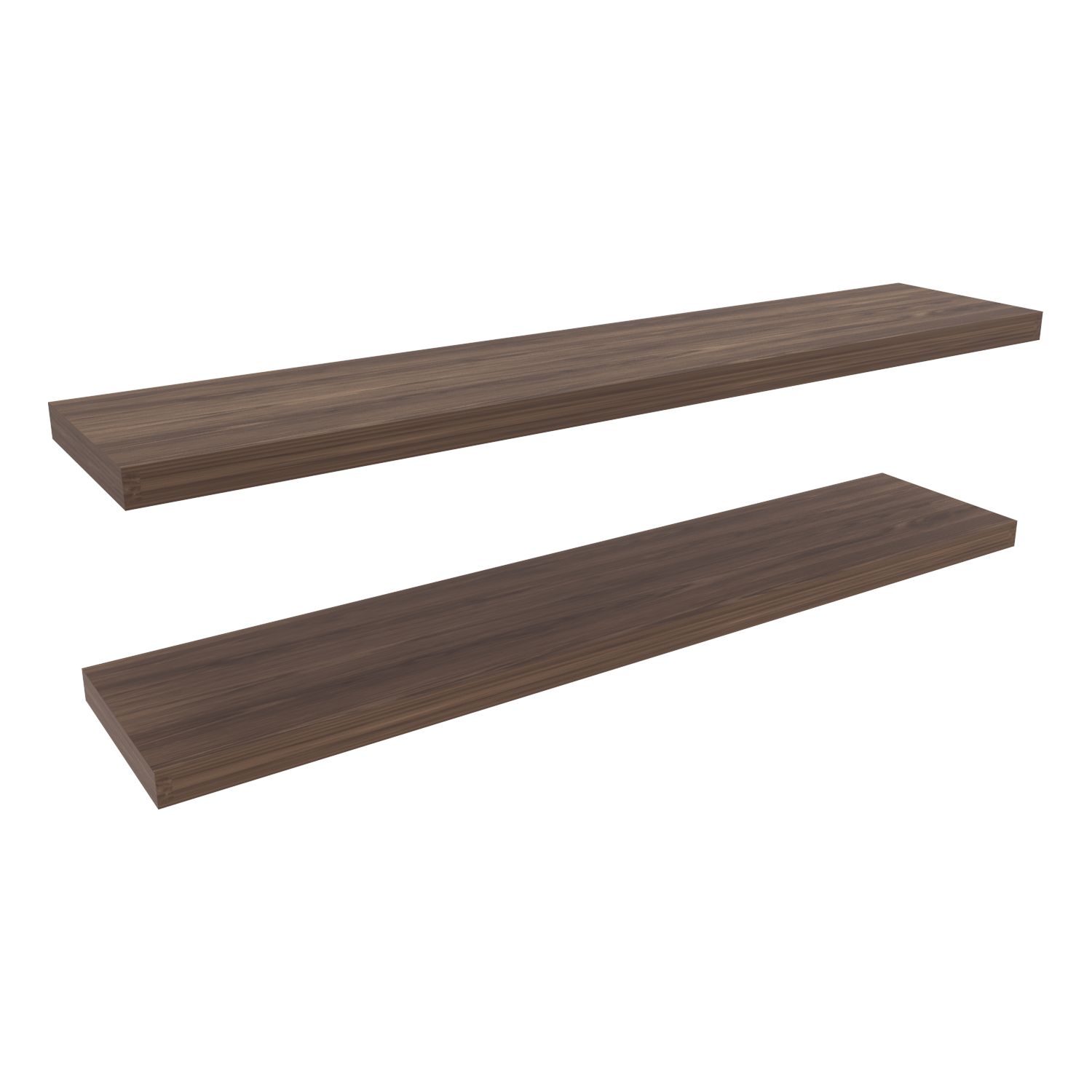 Ecco 47" Wide Floating Shelves Set Of 2, Shelves For Wall Decor For Bedroom, Bathroom Storage Shelves, Book Shelves For Living Room 2 Or Less Walnut Horizontal Primary Living Space Open Back Modern