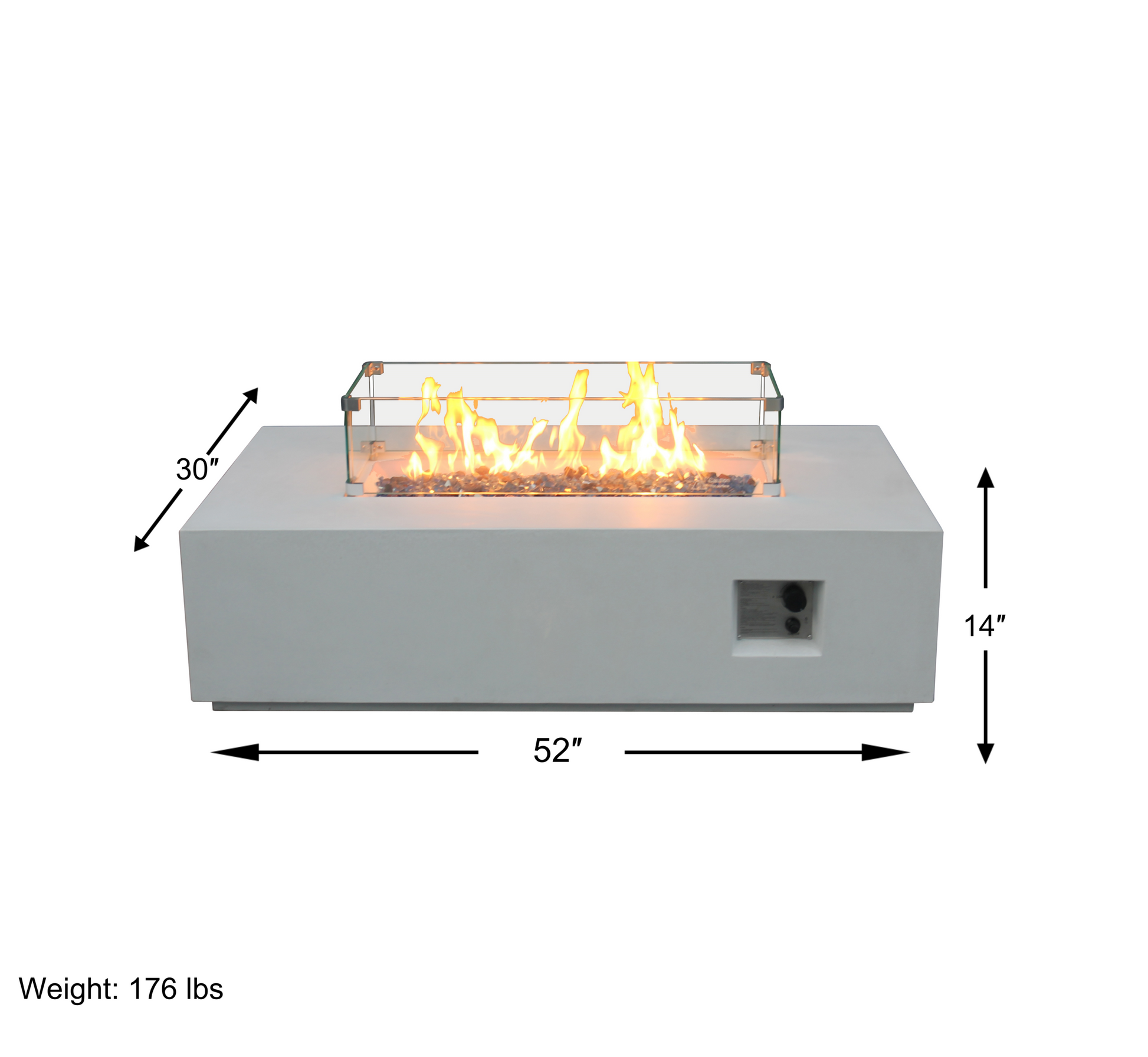 52 Inch Outdoor Concrete Propane Gas Rectangle Fire Pit Table In Antique White Color Antique White Garden & Outdoor American Design,Contemporary,Luxury,Modern Fiberglass Concrete