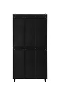 4 Door Cabinet With 4 Shelves With 4 Adjustable Inner Shelves, Storage Cabinet Black Mdf