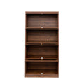 Bookcase Contemporary Closed Back Glass Doors Office Storage Cabinet Floor To Ceiling Low Cabinet Bookcase Against Wall Dustproof Bookshelf Walnut Mdf