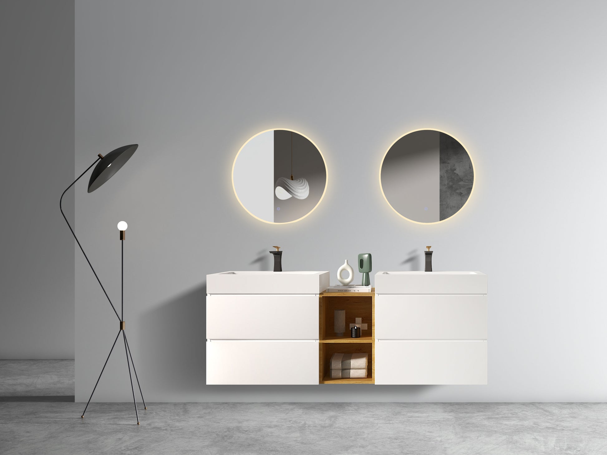 U063 Alice72W 201 Alice 72" White Bathroom Vanity With Double Sinks And Open Shelf, Modern Wall Mounted Floating Bathroom Vanity, One Piece Sink Basin Without Drain And Faucet White Bathroom Modern Mdf Mdf