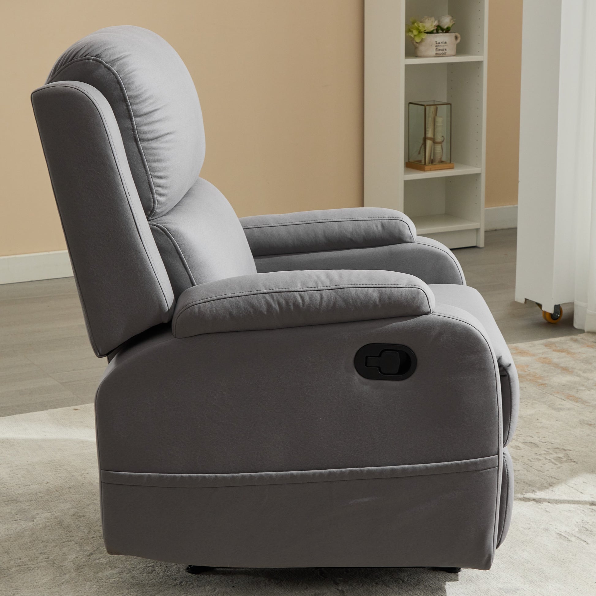 Best Choice Recliner Chair Living Room Reclining Sofa Chair, Home Theater Seating Modern Recliner, Manual Recliner Sofa Chair For Living Room Office Apartment, Easy To Reach Side Button Gray Gray Pu Leather