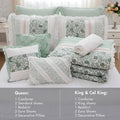 9 Piece Cotton Percale Comforter Set Aqua Cal King California King Aqua Polyester