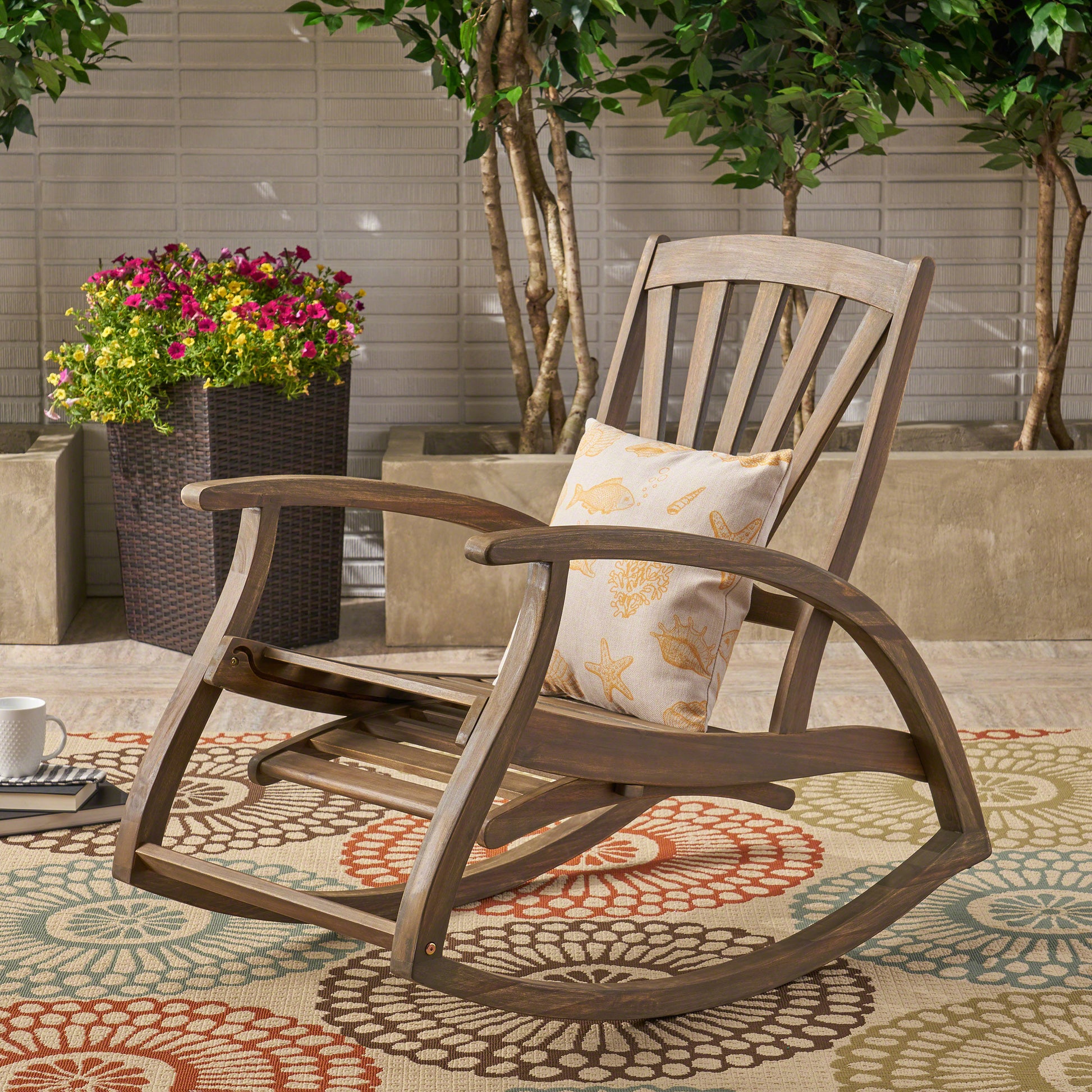 Sunview Reclining Rocking Chair Grey Wood