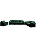 3 Piece Comfortable Oversized Sectional Sofa, One Single Sofa And One 2 Seater Sofa And One 3 Seater Sofa ,Green Corduroy Deep Seat Sofa Green Corduroy 6 Seat
