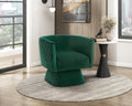1Pc Swivel Chair Green Velvet Fabric Upholstery Solid Wood Diamond Pattern Stitched Back Comfort Chair Living Room Furniture Green Primary Living Space Contemporary Plywood,Solid Wood