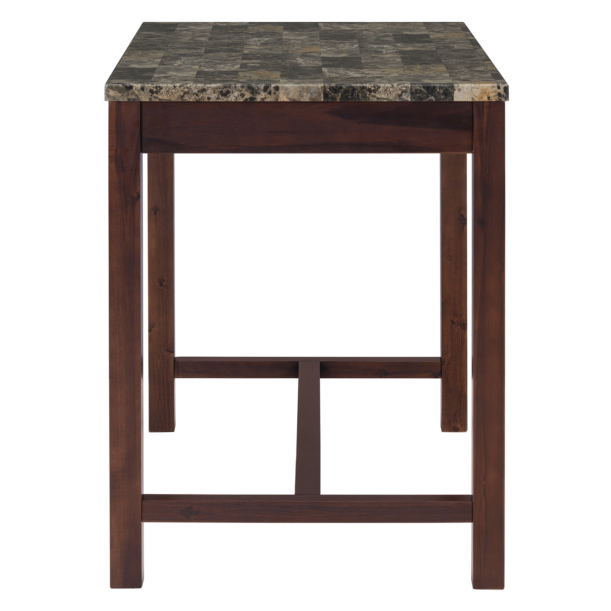 3 Piece Modern Faux Marble Versatile Bar Table Set With Storage Drawers And Padded Stools, Ideal For Space Saving Dining Nooks Or Small Kitchens Walnut Walnut Solid Wood Mdf