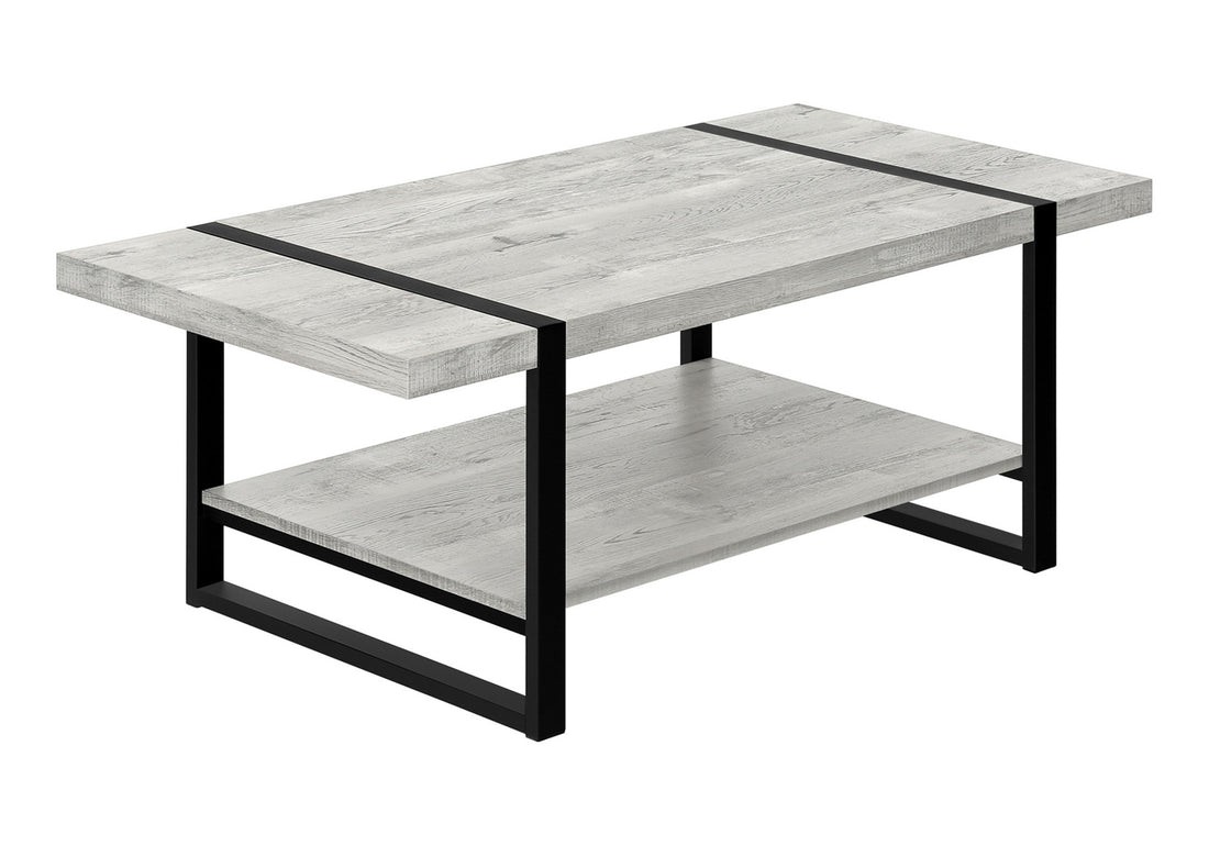 Coffee Table, Accent, Cocktail, Rectangular, Living Room, 48"L, Grey Laminate, Black Metal, Contemporary, Modern Grey Mdf